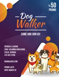 Cartoony Dog Walking Business Ad Flyer