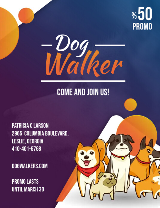 Cartoony Dog Walking Business Ad Flyer Template Postermywall