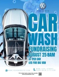 Blue Car Wash Fundraising Flyer Template