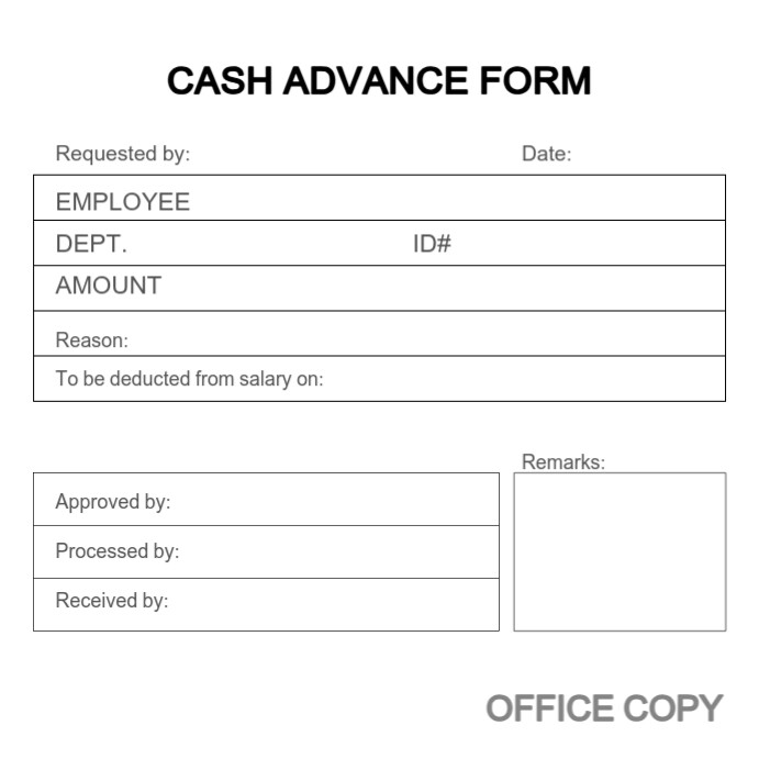 Cash Form Example Modèle Cash Advance Form Printable Square (1:1) | PosterMyWall