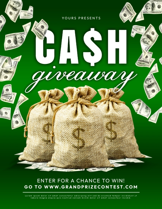 Cash Giveaway Contest Enter To Win Flyer | PosterMyWall