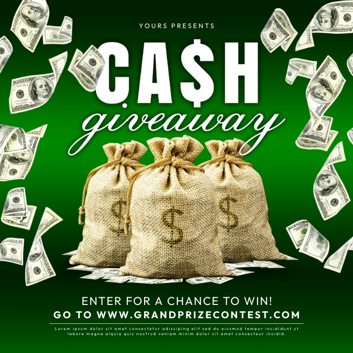 Cash Giveaway Contest Enter To Win Template | PosterMyWall