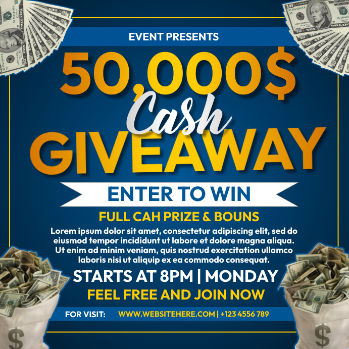Cash Giveaway Template | PosterMyWall