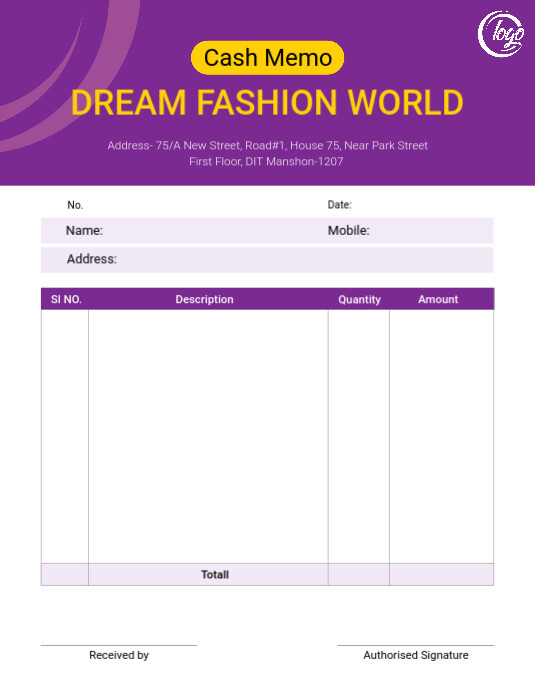 Cash Monmo Cash Memo Format Cash Mamo Design 2024
