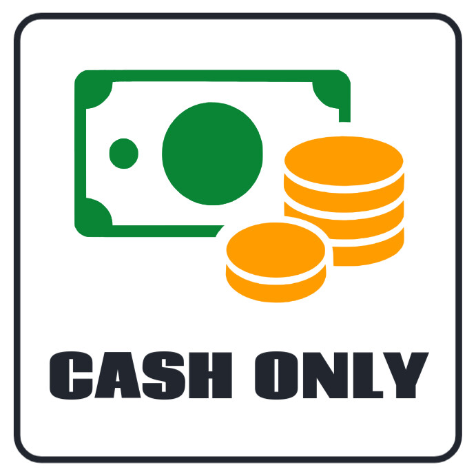 Copy of Cash only signage sign dollar bill coins no card payments ...