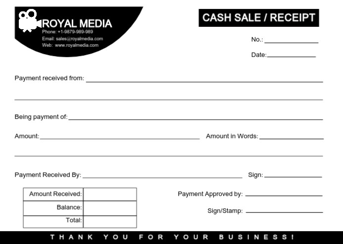Modèle Cash sale/Receipt payment invoice template | PosterMyWall