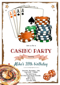 Casino Birthday Invitation A6 template
