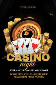 Preto Casino Night Banner 4' × 6' Template