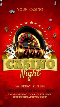 Red Casino Night Digital Display Template