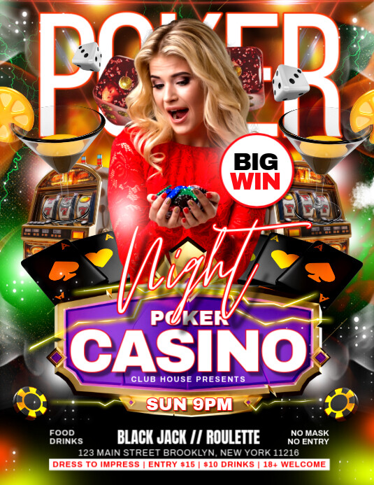 CASINO NIGHT Folheto (US Letter) template