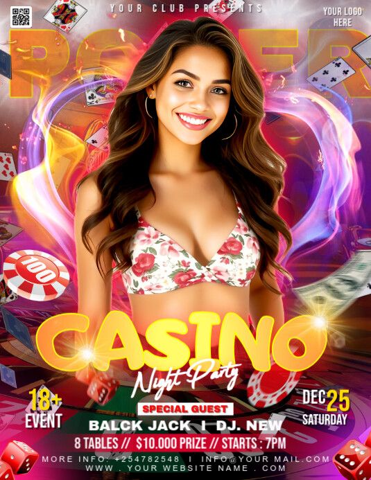 Casino Night Party Flyer (us Letter) Template | PosterMyWall
