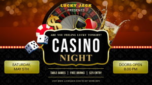 Casino Night Party Invite Outdoor Sign Display digitale (16:9) template
