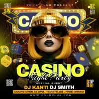 casino night party poster Quadrado (1:1) template