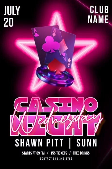 Casino Night Video Party Cartaz template
