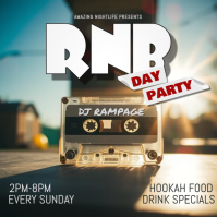 Cassette In Sunlight Day Party Throwback Flyer Template Instagram Post