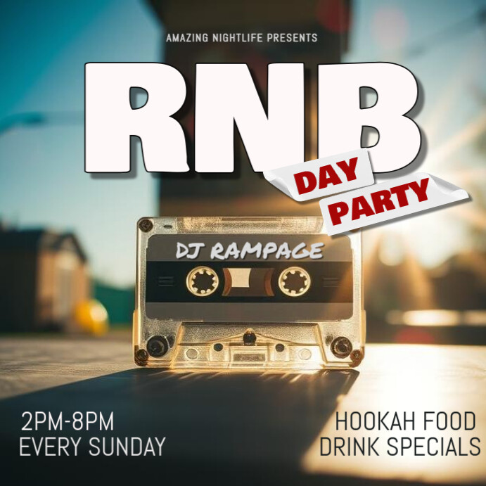 Cassette In Sunlight Day Party Throwback Flyer Template Instagram-bericht