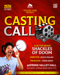 Casting call acting auditions movie film gigs announcement facebooks ads flyer template poster Instagram Portrait