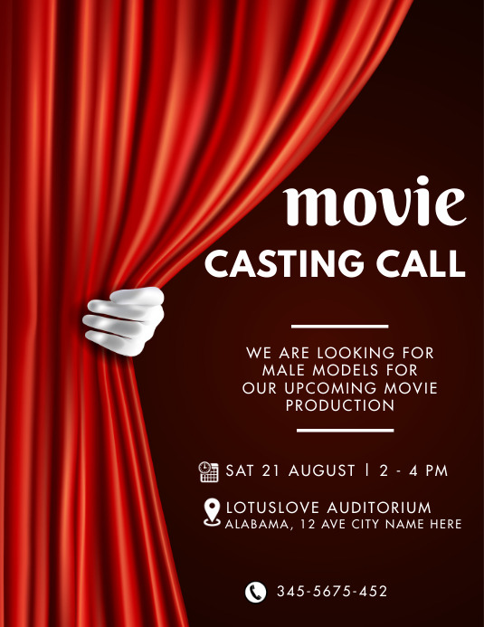 Casting Call Flyer (Letter pang-US) template