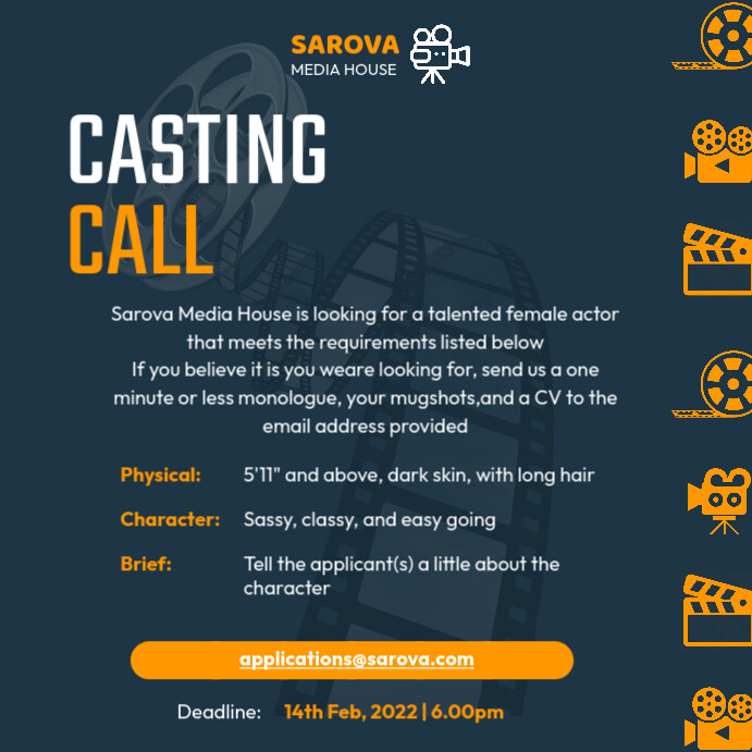 Casting call โพสต์บน Instagram template