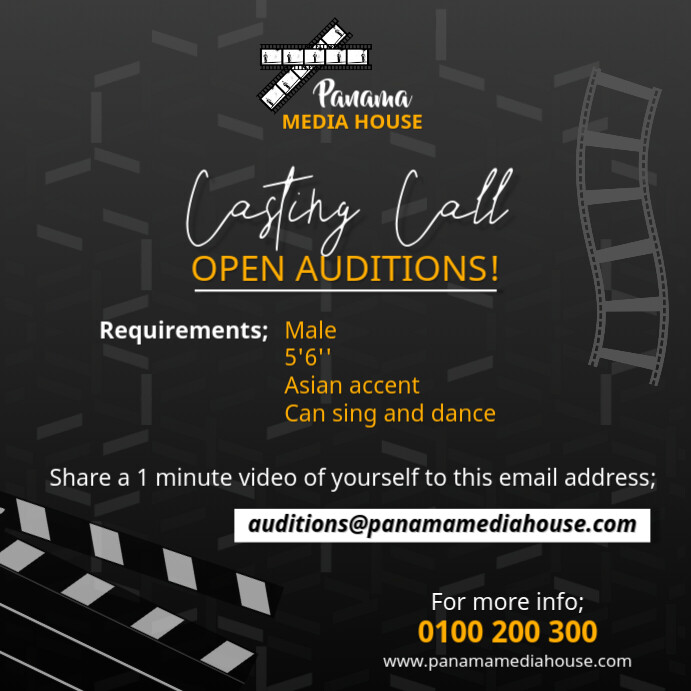 casting call Template PosterMyWall