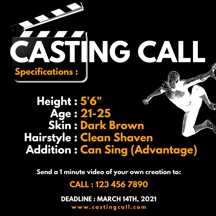 CASTING CALL Instagram Plasing template