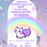 Purple Cat Birthday Celebration Wpis na Instagrama Template