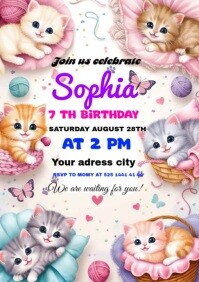 Cat Birthday A4 template