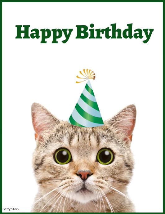 Modele Chat Anniversaire Voeux Verte Postermywall Modele Chat Anniversaire Voeux Verte Postermywall
