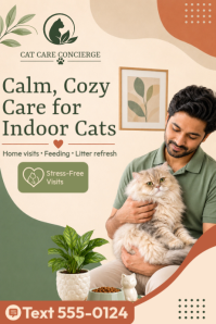 Blanco Cat Care Services Poster Template