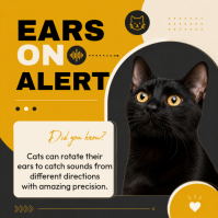 สีดำ Cat Hearing Publicación de Instagram Template