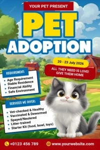 Cat Pet Adoption Poster template