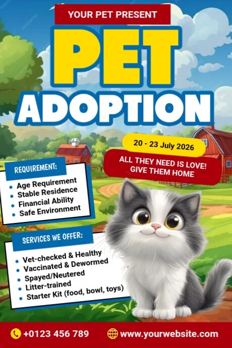 Cat Pet Adoption Template | PosterMyWall