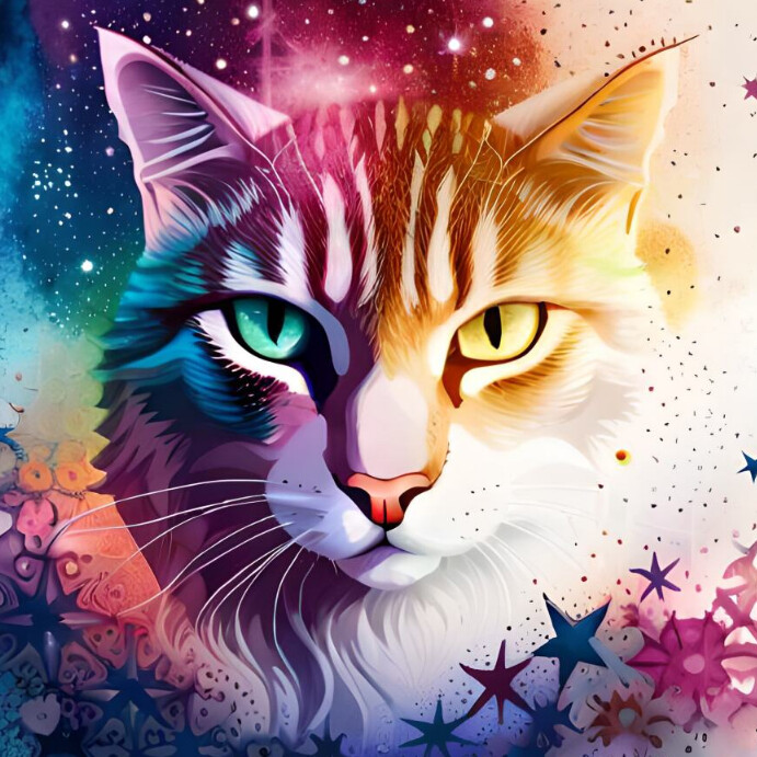 Cat Printable Design Square Template | PosterMyWall