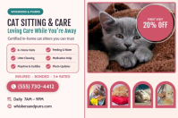 White Cat Sitting Services 海报 Template