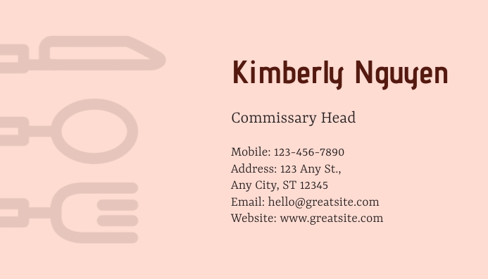 Caterer's Business card Back template