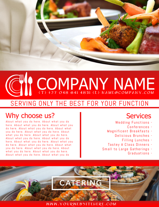 Catering Flyer Løbeseddel (US Letter) template