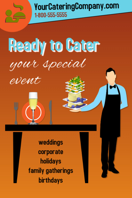 Catering, food services, parties, menus, food,  restaurant Poster template