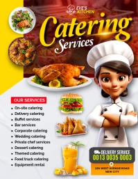 Catering Services restaurant business promotional flyer poster design template for Facebook post Рекламная листовка (US Letter)