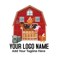 Cattle Silo Farm Barn, Red House, Horse, Building Logo template