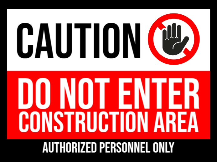 Caution Construction Area Yard Sign template