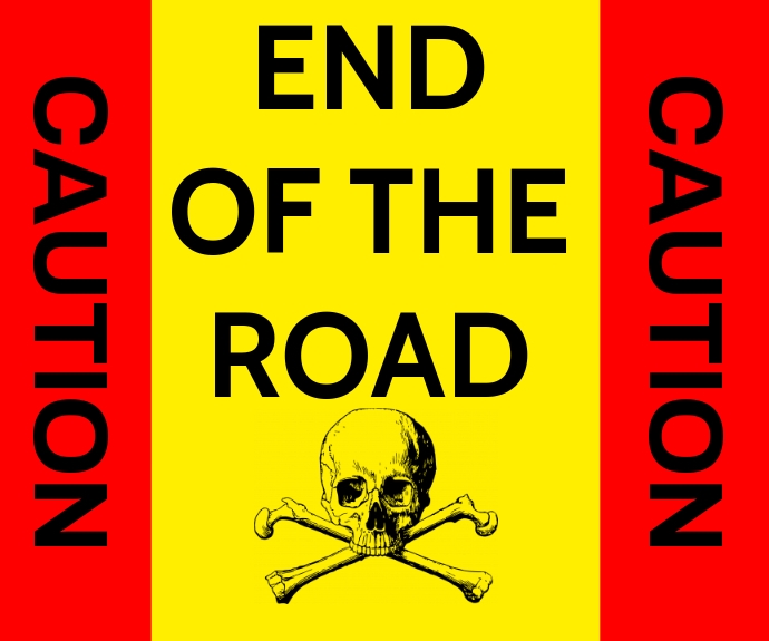 CAUTION END OF THE ROAD TEMPLATE Medium Rectangle