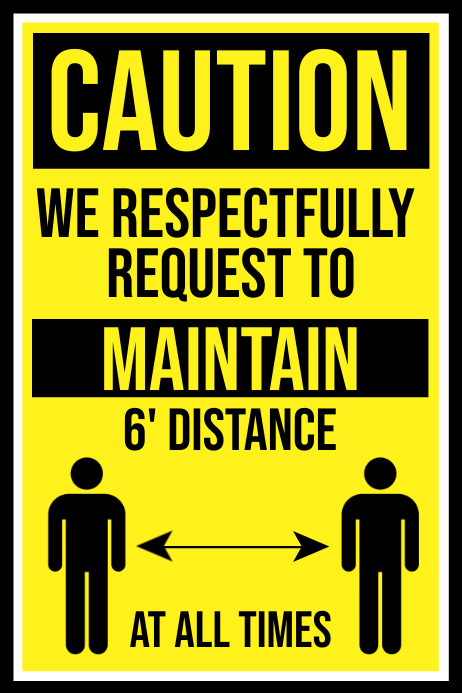 Caution Mantain Distance Sign Board Template | PosterMyWall
