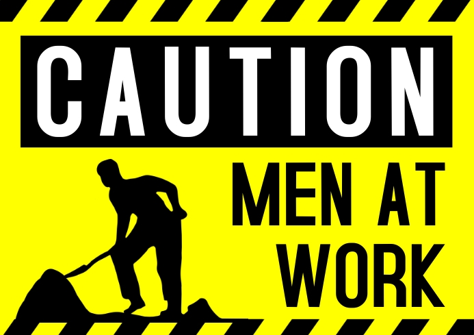 Working Man Sticker Yellow Men At Work Sign