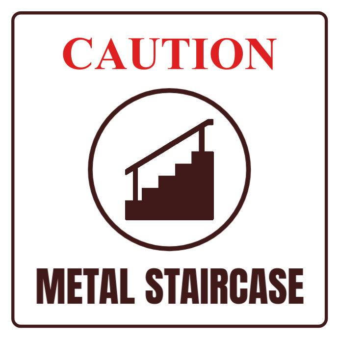 Caution metal staircase sign signage design Publicação no Instagram template