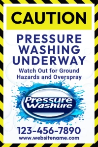 Caution Pressure Washing Sign Board Template Poster