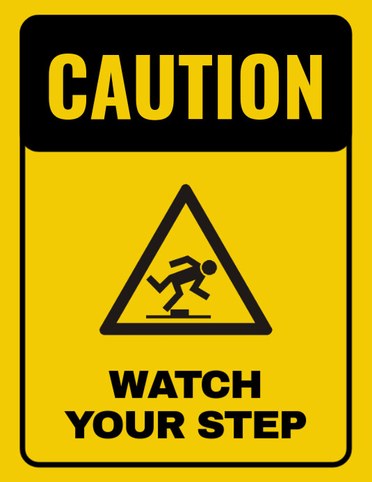 Caution Watch Your Step Pamflet (Letter AS) template