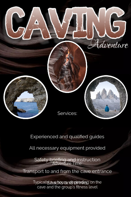 caving adventure Cartaz template