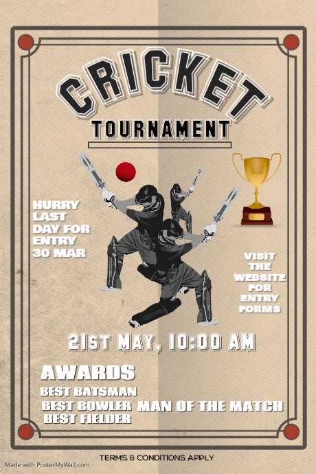 Copy of Copy of Cricket tournament flyer banner poster | PosterMyWall