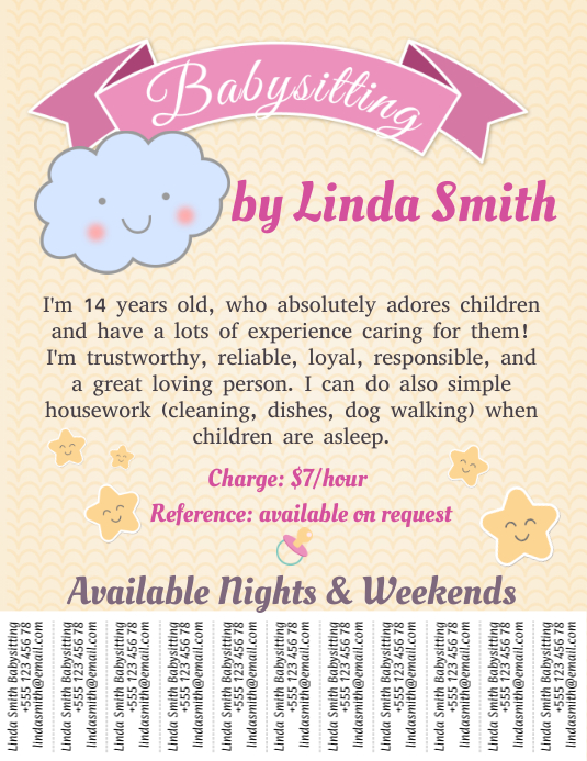 Copy of Babysitting Template with Tabs PosterMyWall