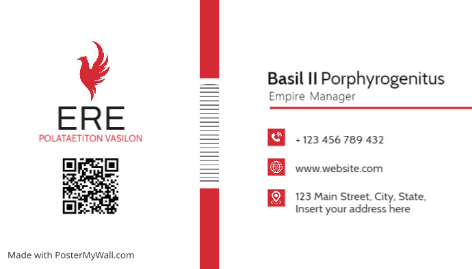 red and white and black business card templat